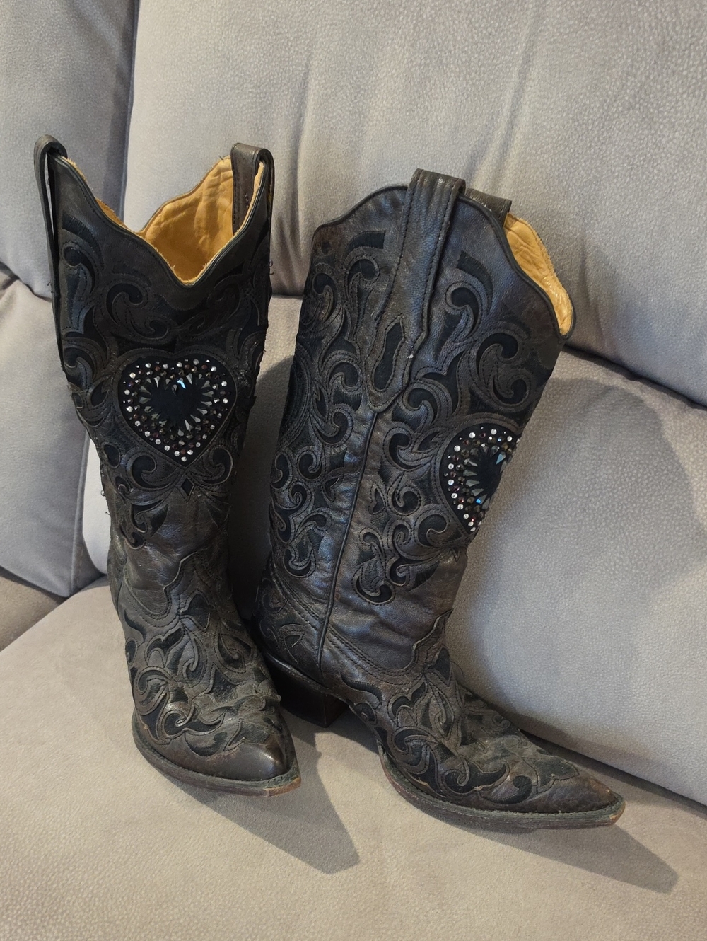Corral Black Embroidered Heart Western Boots - Women